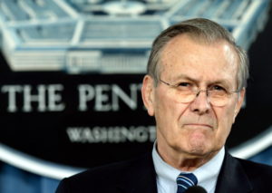 FILE PHOTO: Secretary of Defense Donald Rumsfeld speaks at the Pentagon.