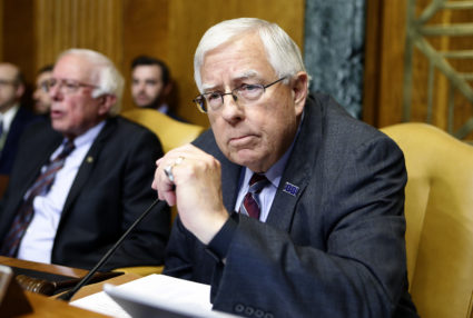 Chairman of the Senate Budget Committee Enzi waits for order to be restored during markup of the FY2018 Budget reconciliat...