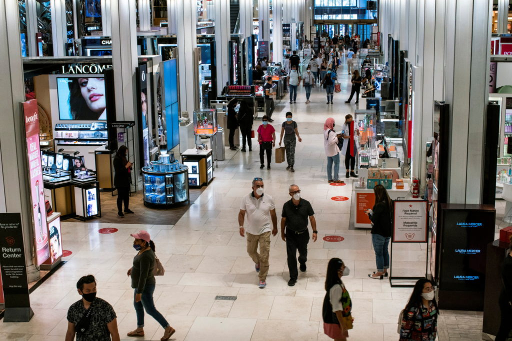 Customers visit Macy's flagship store in New York City, New York