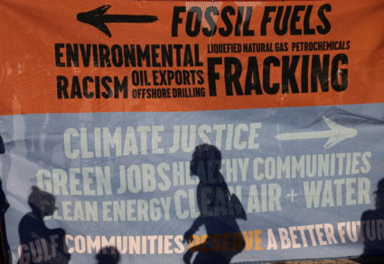 Environmental activists protest outside the White House in Washington, U.S.