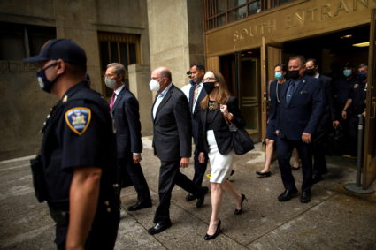 Trump Organization chief financial officer Allen Weisselberg exits following his arraignment hearing in New York State Sup...