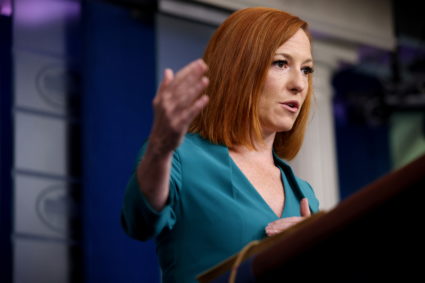 Press Secretary Jen Psaki holds a press breifing at the White House in Washington, U.S.