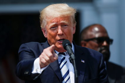 Former U.S. President Trump speaks at his golf club in Bedminster, New Jersey