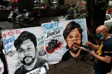 Tribute to Reuters journalist Danish Siddiqui, in Mumbai