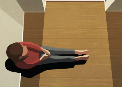 Lonely woman sitting in sunny window