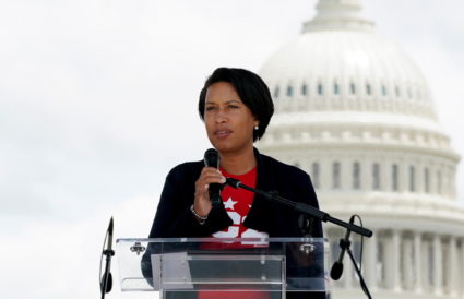 Washington, DC Mayor Muriel Bowser speaks during a rally in support of DC statehood and voting rights at the conclusion of Black Voters Matter’s Freedom Ride for Voting Rights 2021 on the National Mall in Washington, DC, U.S. June 26, 2021. Photo by Elizabeth Frantz/REUTERS