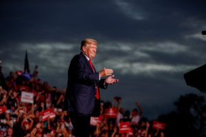 Former President Donald Trump arrives to speak to his supporters during the Save America Rally in Sarasota