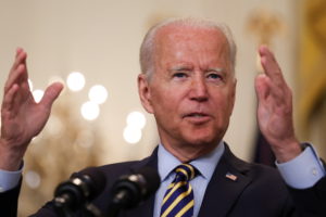 U.S. President Biden speaks about U.S. withdrawal from Afghanistan at the White House in Washington