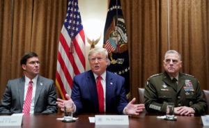 Trump meets with senior military leaders at the White House in Washington