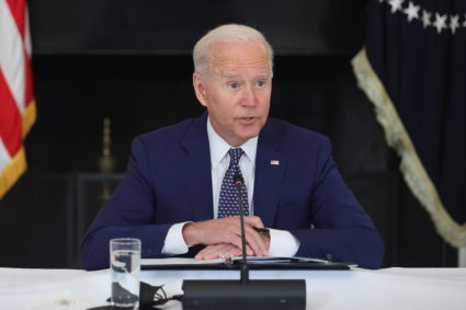U.S. President Biden meets with leaders from the Asian American, Native Hawaiian and Pacific Islander communities at the W...
