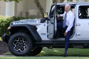 U.S. President Biden hosts an event for clean cars and trucks at the White House in Washington