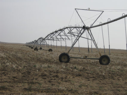 Irrigation units are pictured in southwest Kansas near Dodge City Kansas