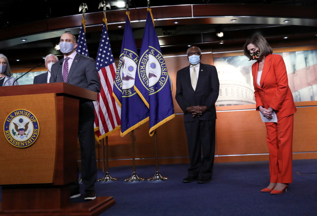 U.S. House Democratic leaders hold news conference on Capitol Hill in Washington