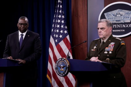 Defense Secretary Lloyd Austin and Joint Chiefs of Staff Chairman Army General Mark Milley hold a news conference