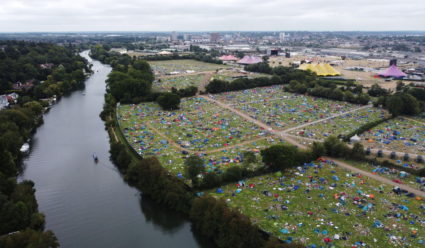 Abandoned tents are seen at the Reading Festival campsite after the event, in Reading, Britain