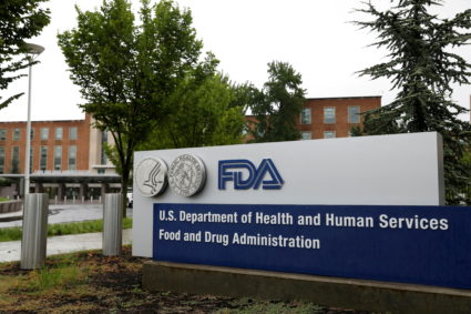 Signage is seen outside of the Food and Drug Administration (FDA) headquarters in White Oak, Maryland, U.S., August 29, 2020. Photo by Andrew Kelly/REUTERS