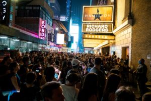 Broadway shows begin to re-open to live audiences after being closed for more than a year due to the outbreak of the coron...