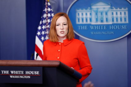White House Press Secretary Jen Psaki hosts a daily press briefing at the White House