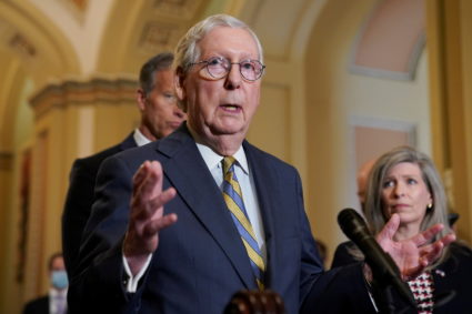 FILE PHOTO: McConnell speaks to reporters in Washington