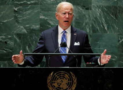U.S. President Joe Biden addresses the 76th Session of the U.N. General Assembly in New York City