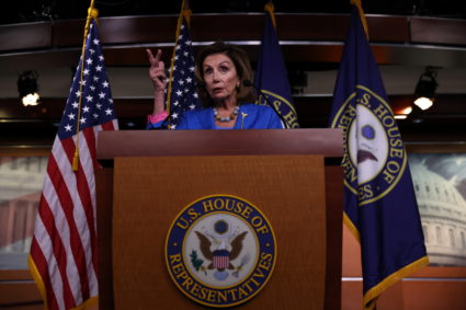 U.S. House Speaker Nancy Pelosi (D-CA) gives a press conference on Capitol Hill