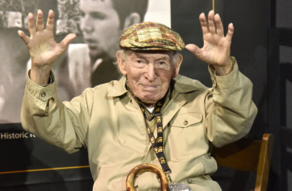 Jazzfest founder George Wein is interviewed during the 2019 New Orleans Jazz &amp; Heritage Festival 50th Anniversary at Fair Grounds Race Course on April 25, 2019 in New Orleans, Louisiana. Photo by Tim Mosenfelder/WireImage