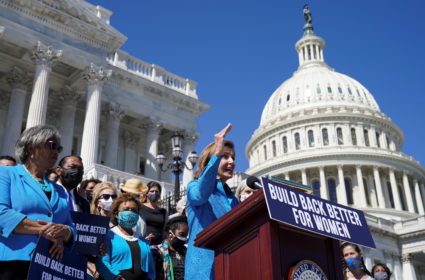 Pelosi holds a news conference on Build Back Better plan for women in Washington