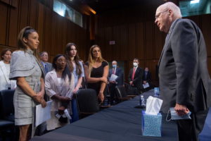 Senate Judiciary hearing on the FBI handling of the Larry Nassar investigation of sexual abuse of Olympic gymnasts, in Was...