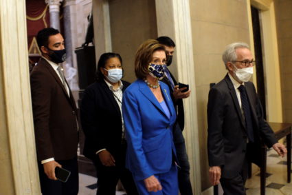 U.S. House Speaker Nancy Pelosi (D-CA) walks from the House floor to her office at the U.S. Capitol in Washington