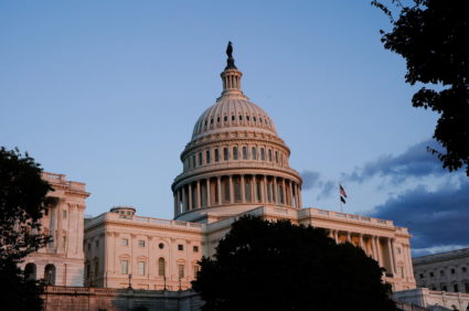 The U.S. Capitol building on Capitol Hill, seen during sunset in Washington