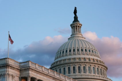The U.S. Capitol building on Capitol Hill, seen during sunset in Washington
