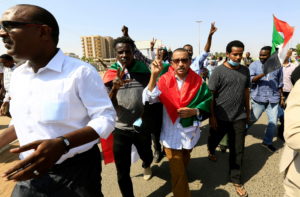 FILE PHOTO: Protest against prospect of military rule in Khartoum
