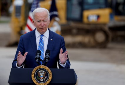 U.S. President Joe Biden tours the International Union of Operating Engineers Local 324 training facility