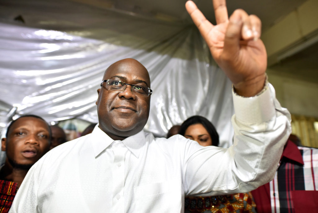 Felix Tshisekedi, leader of the Congolese main opposition party, the Union for Democracy and Social Progress who was annou...