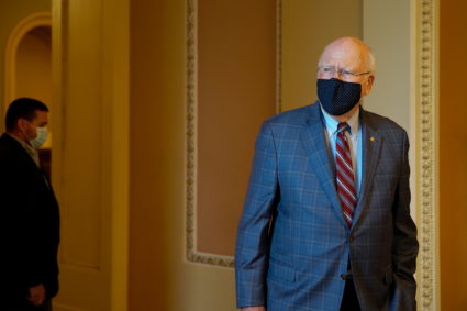 U.S. Senator Patrick Leahy (D-VT) walks through the U.S. Capitol building in Washington