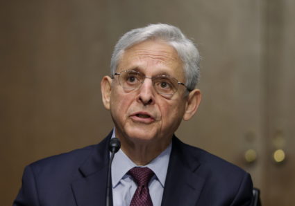 U.S. Attorney General Merrick Garland testifies before a Senate Judiciary Committee hearing examining the Department of Ju...