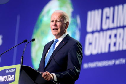 U.S. President Joe Biden speaks during the "Accelerating Clean Technology Innovation and Deployment" event at the U.N. Climate Change Conference (COP26) in Glasgow, Scotland, Britain November 2, 2021. Photo by Evan Vucci/Pool via REUTERS