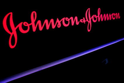 FILE PHOTO: The Johnson &amp; Johnson logo is displayed on a screen on the floor of the NYSE in New York