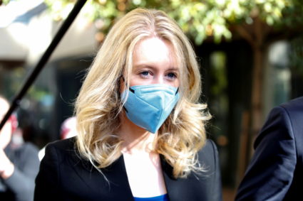 FILE PHOTO: Theranos founder Elizabeth Holmes arrives to attend her fraud trial at federal court in San Jose