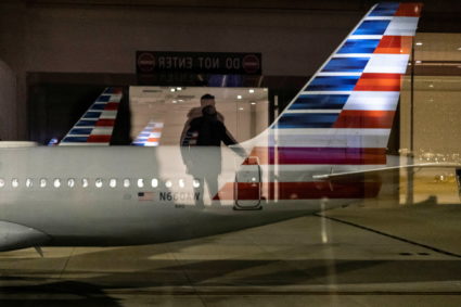 A passenger arrives at a terminal of Ronald Reagan Washington National Airport in Washington
