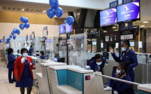 FILE PHOTO: South Africa's national airline SAA restarts flights after year-long hiatus in Johannesburg