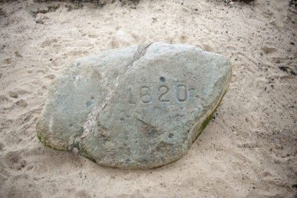 Plymouth Rock is claimed to be the exact spot in Plymouth Bay where the Pilgrims first set foot on North America. Photo provided by Getty