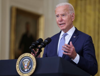 U.S. President Biden discusses administration efforts to lower drug prices in a speech at the White House in Washington