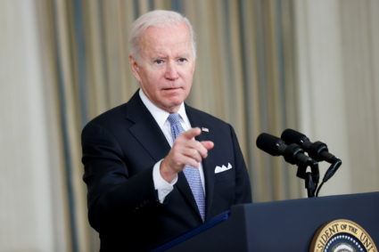 U.S. President Biden speaks during a news conference, in Washington