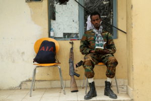 FILE PHOTO: A soldier with the Tigrayan forces reads a book