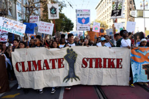 Young people protest during a Climate Strike march in San Francisco
