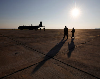 U.S. soldiers transit Guantamo Bay after Colombia military exercise