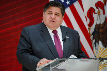 Governor of Illinois Jay Robert Pritzker speaks during a science initiative event at the University of Chicago, in Chicago, Illinois, U.S. July 23, 2020. Photo by Kamil Krzaczynski/REUTERS