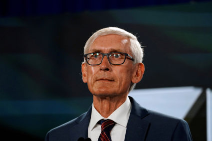 Wisconsin Gov. Tony Evers waits to speak on the third day of the Democratic National Convention at the Wisconsin Center in Milwaukee, Wisconsin Aug. 19, 2020. Photo by Melina Mara/Pool via Reuters
