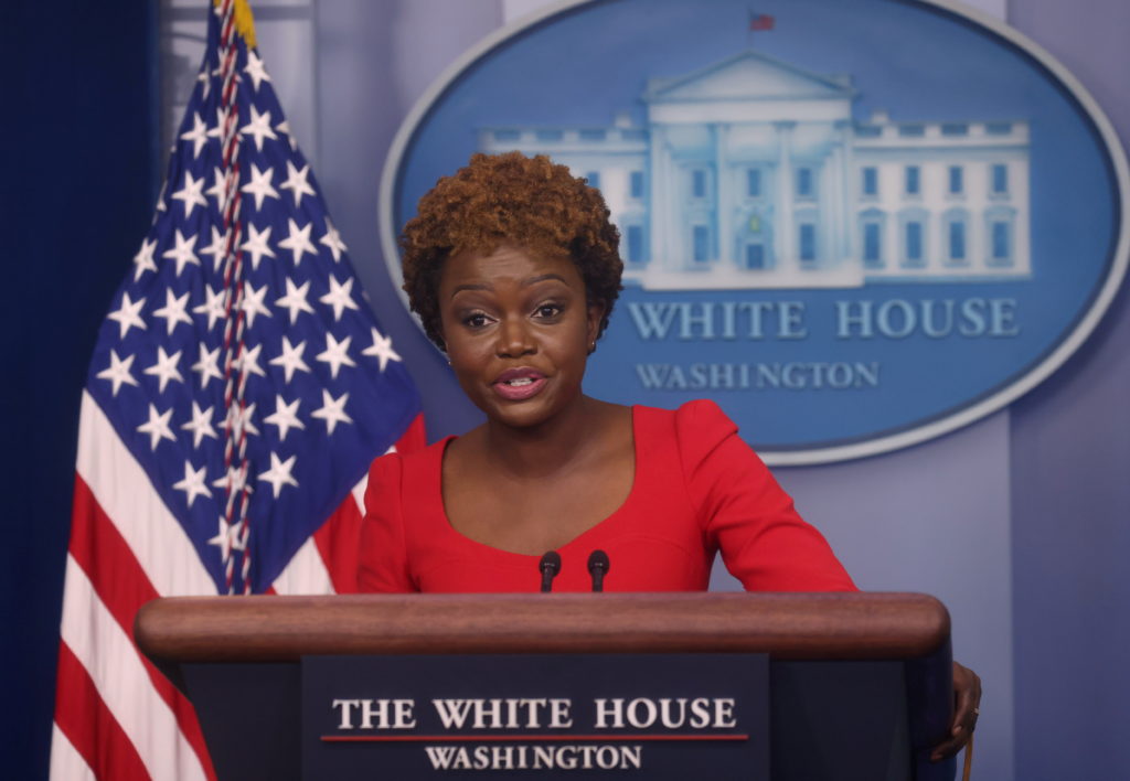 White House Deputy Press Secretary Karine Jean-Pierre holds a press briefing at the White House